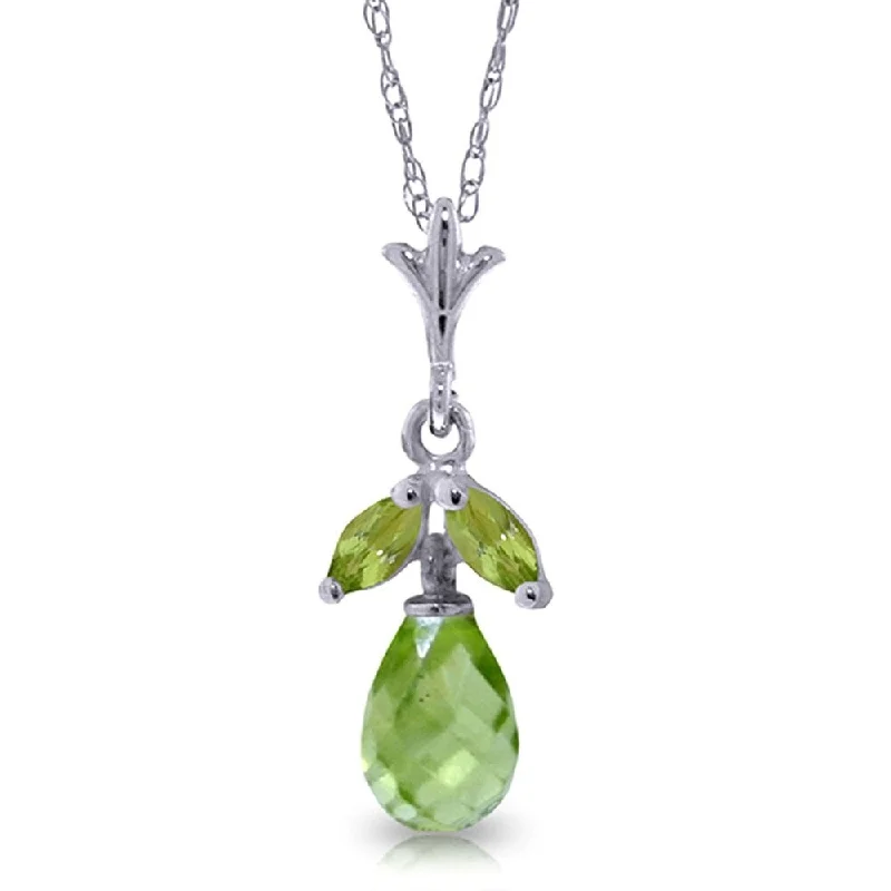 floral pendant necklace for women -1.7 Carat 14K White Gold That's Emotion Peridot Necklace