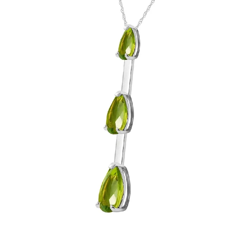 engraved name necklace for women -1.71 CTW 14K Solid White Gold Wild Iris Peridot Necklace