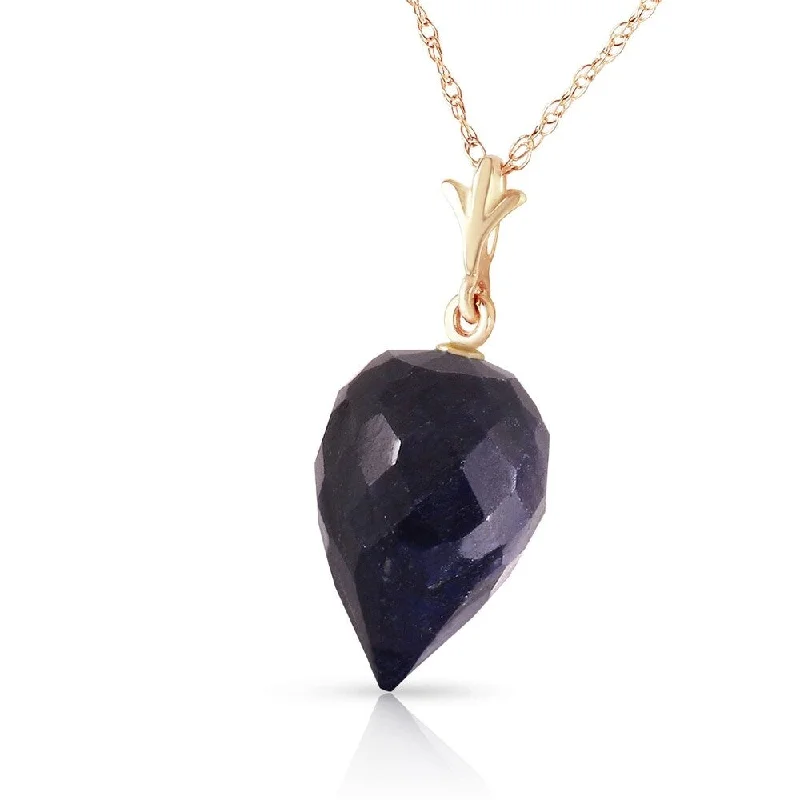 sterling silver chain necklace for men -12.9 Carat 14K Solid Gold Necklace Pointy Briolette Drop Sapphire