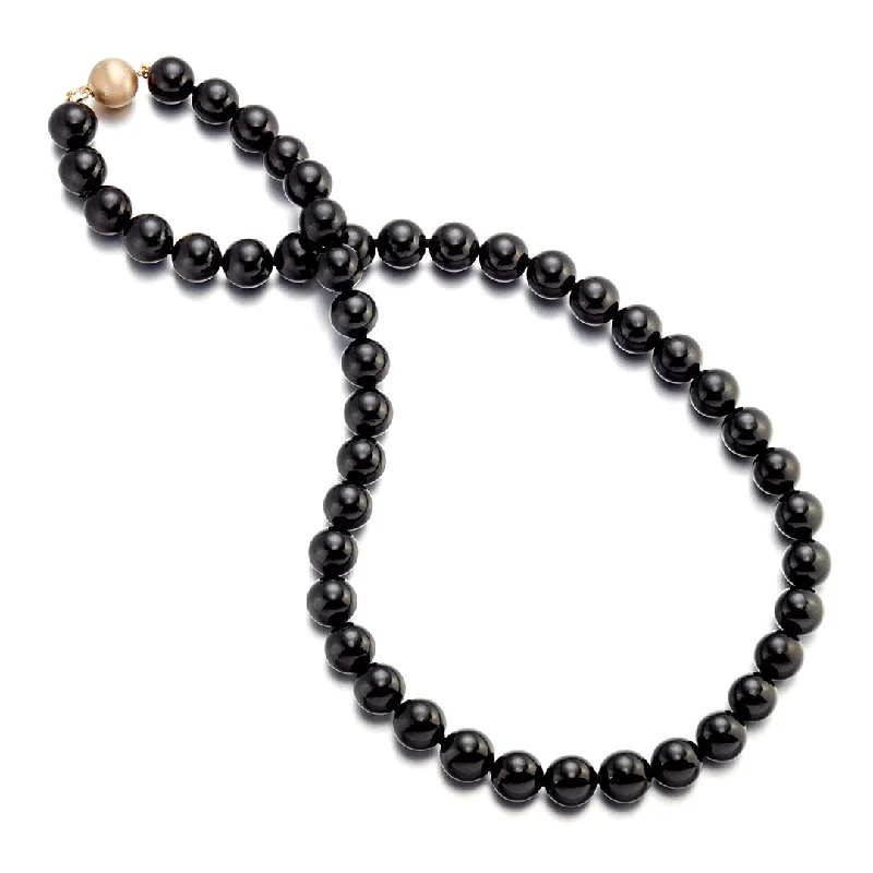 custom engraved necklace for gifts -12mm Black Jade Bead Necklace, 22"