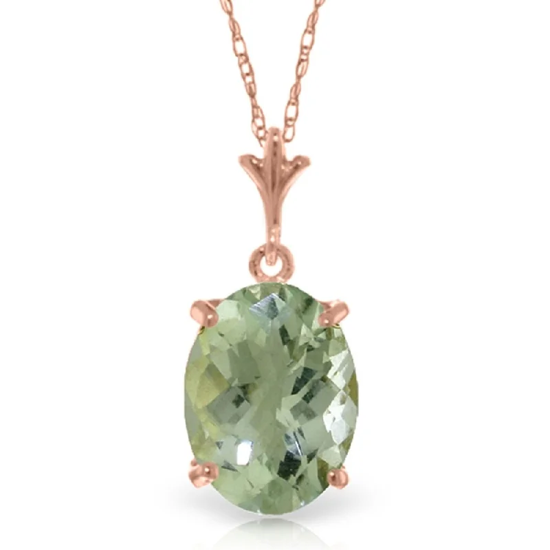 black diamond necklace for special occasions -14K Rose Gold Necklace Natural Checkerboard Cut Green Amethyst