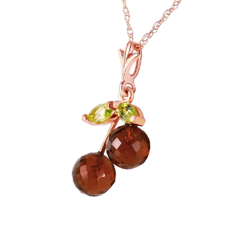 custom name necklace for mothers -14K Solid Rose Gold Necklace with Garnets & Peridots