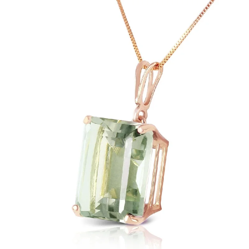 custom photo necklace for gifts -14K Solid Rose Gold Necklace with Octagon Green Amethyst