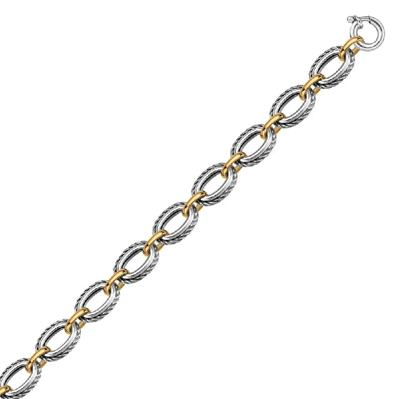 sapphire necklace for women -18k Yellow Gold and Sterling Silver Chain Necklace in a Cable Motif