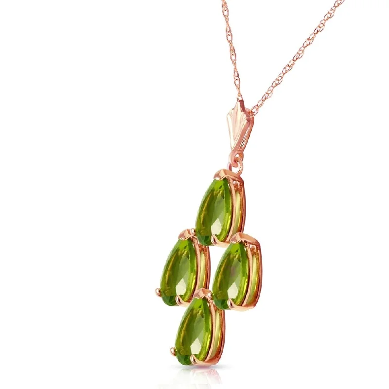 modern pendant necklace for women -2.25 Carat 14K Solid Rose Gold Pyramid Peridot Necklace