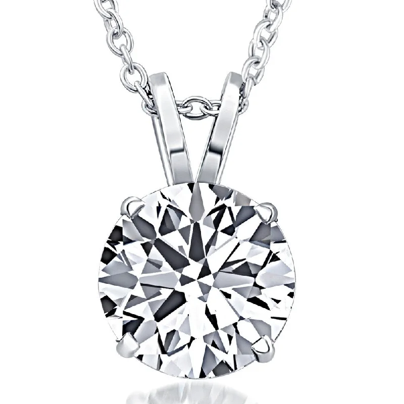 custom nameplate necklace for women -2Ct Solitaire Round Diamond Necklace in White Gold Lab Grown Pendant