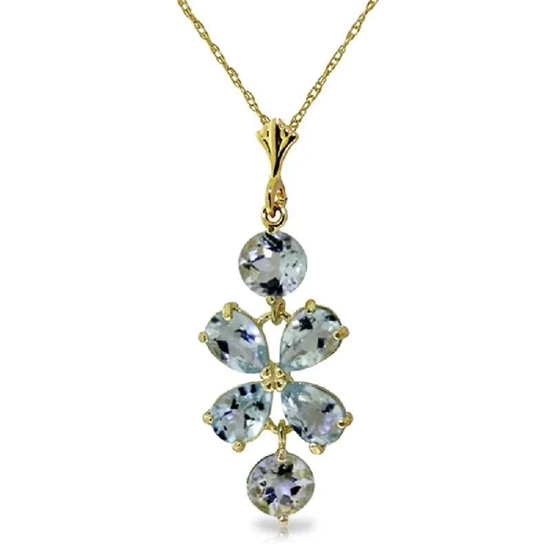 trendy gold necklace for fashion lovers -3.15 Carat 14K Gold Necklace Aquamarine