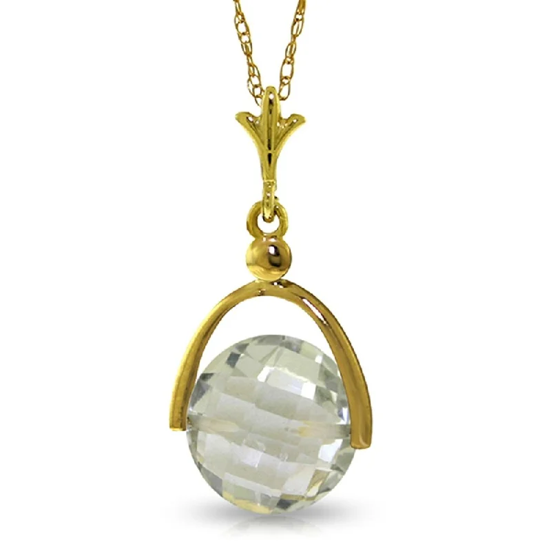 fashion statement necklace for women -3.25 Carat 14K Gold Necklace Checkerboard Cut Green Amethyst