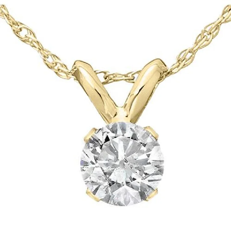 custom birthstone necklace for her -3/4 Ct Lab Grown Diamond Solitaire Pendant 14K Yellow Gold IGI Certified