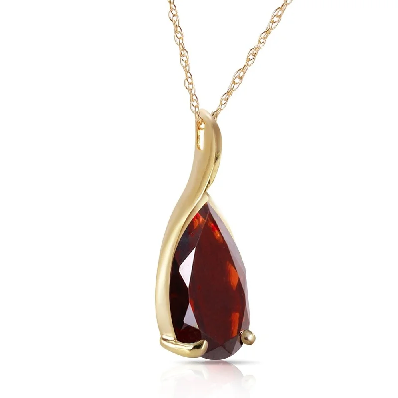 emerald pendant necklace for women -4.7 Carat 14K Solid Gold Necklace Pear Shape Natural Garnet