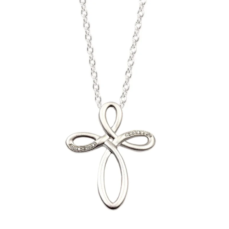 long gold necklace for layering -925 Sterling Silver Diamond Cross Pendant