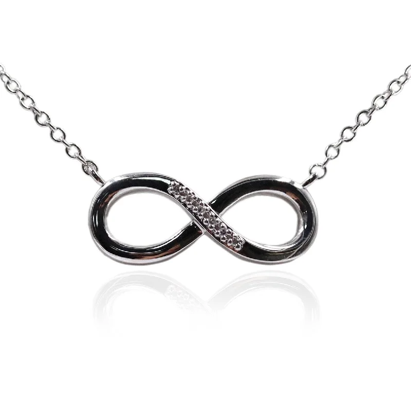 silver heart pendant necklace for mothers -925 Sterling Silver Diamond Infinity Pendant