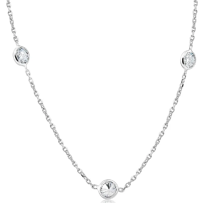 gemstone necklace for women -Certified 1.00Ct Diamonds By Yard Necklace White Gold Lab Grown Diamond