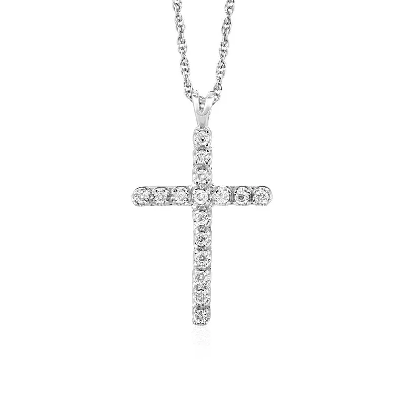 unique gemstone necklace for fashionistas -Cross Pendant with Diamonds in Sterling Silver