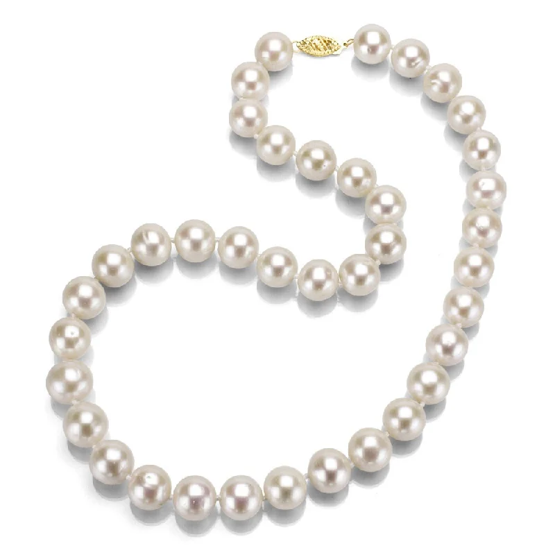 crystal pendant necklace for special events -DaVonna 14k Gold 9-10mm White Freshwater Pearl Necklace with Gift Box 20"