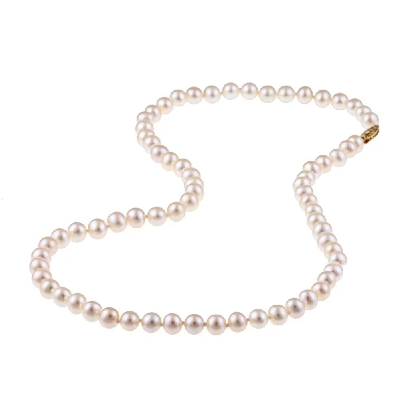 chunky gold necklace for fashion lovers -DaVonna 14k Gold High Luster White FW Pearl 20-inch Necklace (6.5-7 mm)