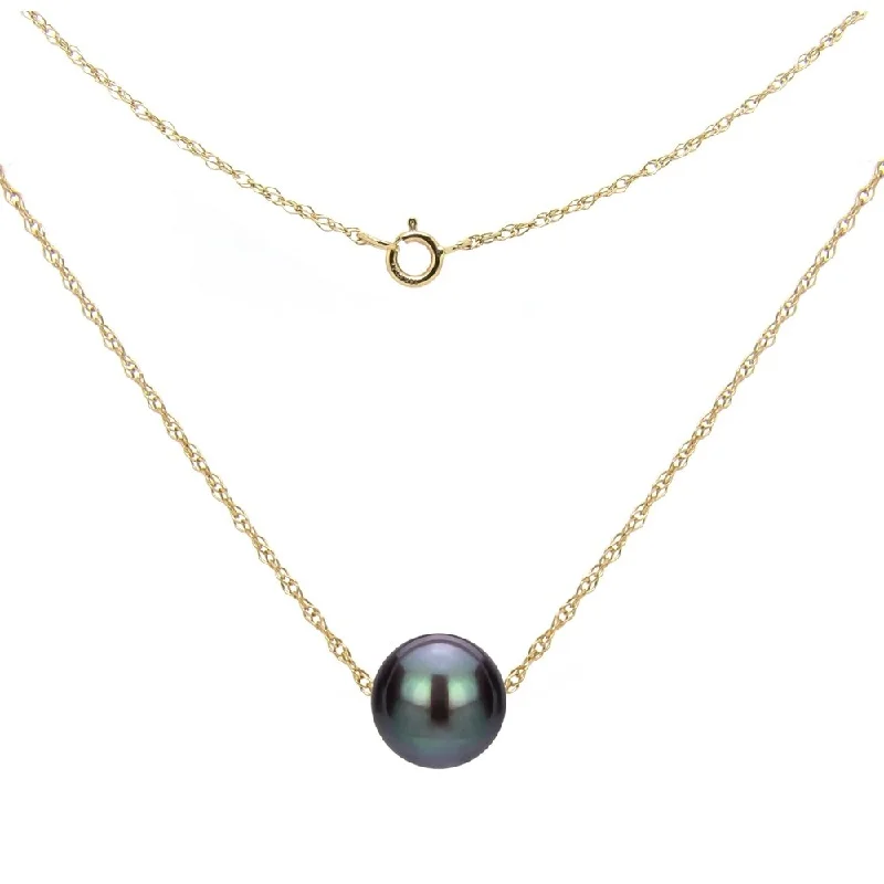 men’s gold pendant necklace -DaVonna 14k Gold Necklace with Black Freshwater Floating Pearl Jewelry Necklace, 18"