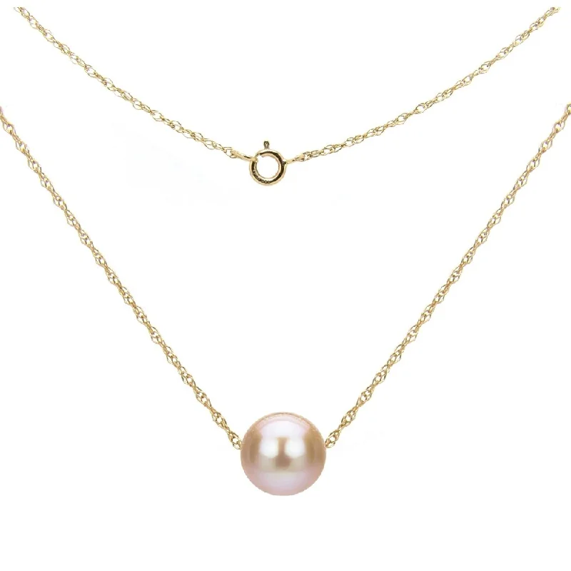 gothic style necklace for men -DaVonna 14k Gold Necklace with Pink Freshwater Floating Pearl Jewelry Necklace, 18"