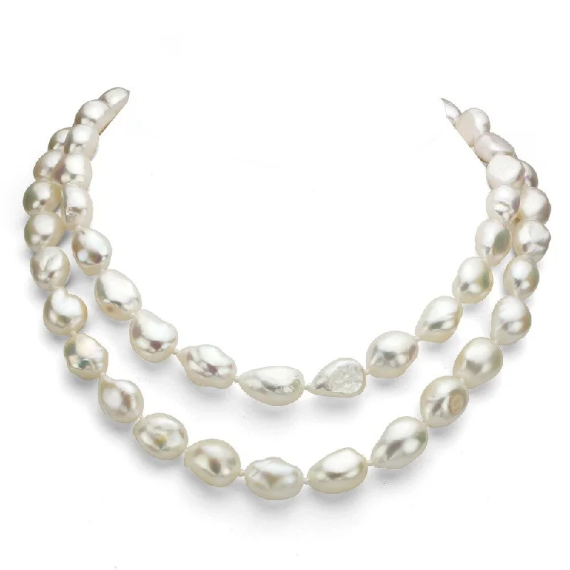 custom engraved necklace for gifts -DaVonna White Baroque Freshwater Pearl 36 inch Endless Necklace (11-12mm)