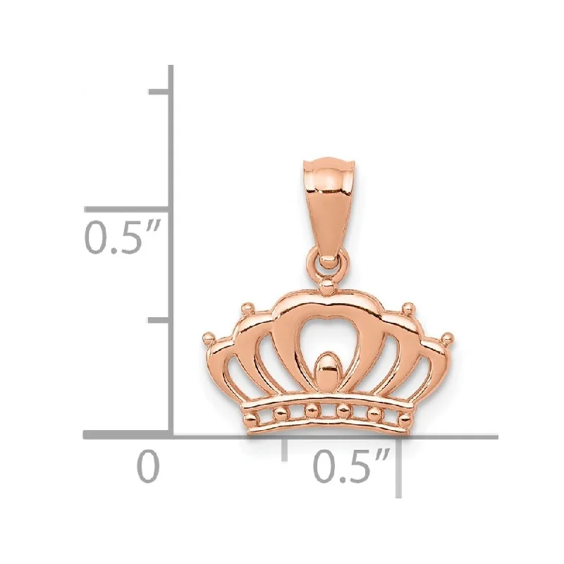 crystal choker necklace for festivals -Diamond2Deal 14K Rose Gold Crown Pendant (L- 10 mm, W- 13 mm)