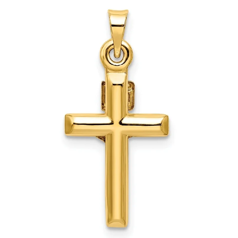 engraved pendant necklace for her -Diamond2Deal 14K Two-tone Hollow Crucifix Pendant (L- 23 mm, W- 11 mm)