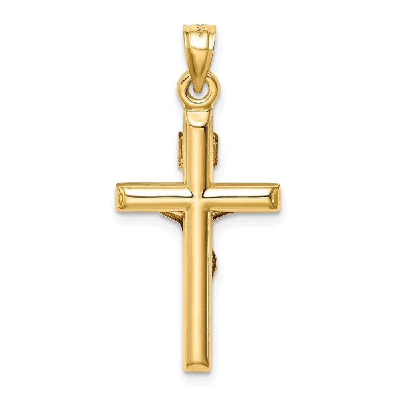 custom letter necklace for girls -Diamond2Deal 14K Two-tone Hollow Crucifix Pendant (L- 31 mm, W- 15 mm)