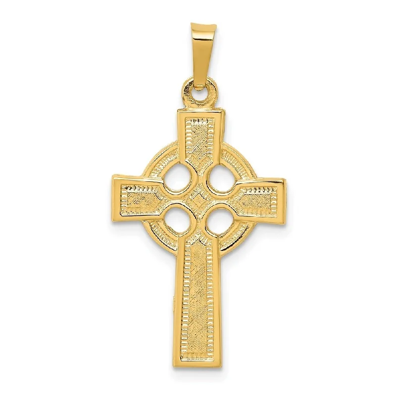 vintage crystal necklace for formal events -Diamond2Deal 14K Yellow Gold Celtic Cross Pendant (L- 32 mm, W- 16 mm)