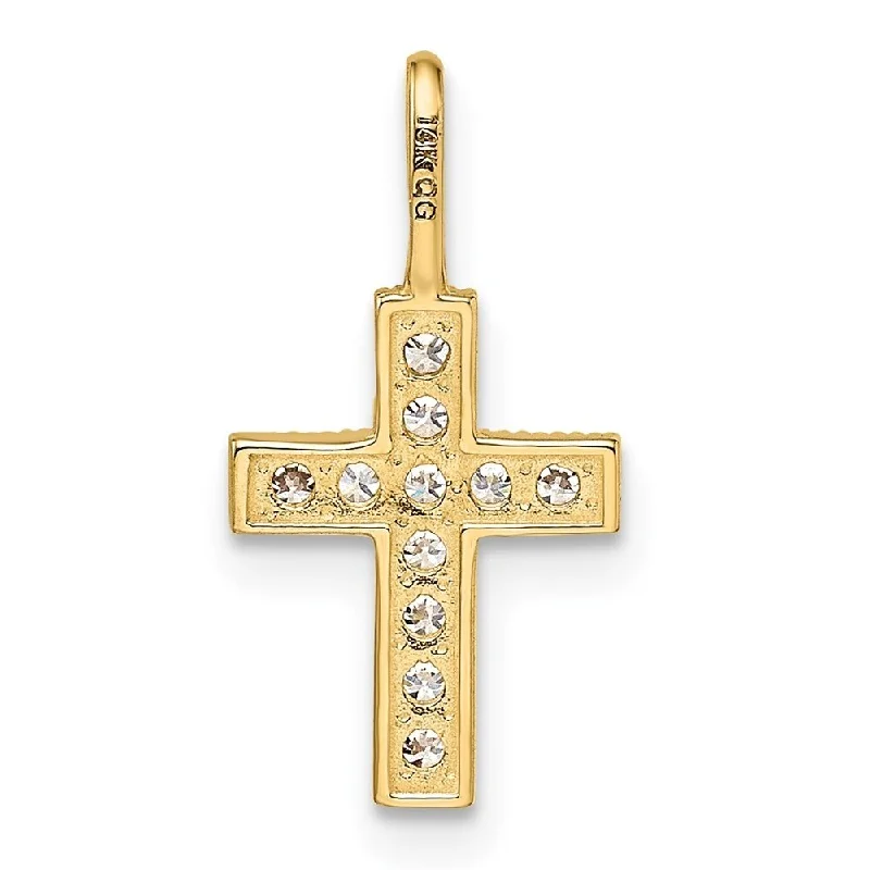 silver heart pendant necklace for mothers -Diamond2Deal 14K Yellow Gold Cubic Zirconia Cross Pendant (L-12mm, W-9mm)