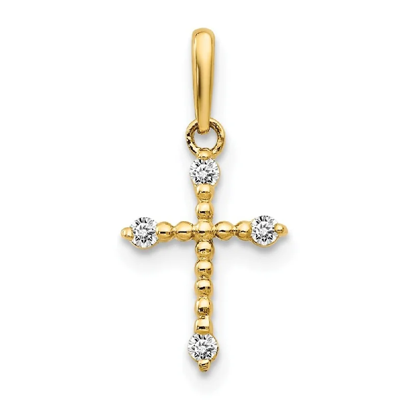 moonstone necklace for women -Diamond2Deal 14K Yellow Gold CZ Cross Pendant