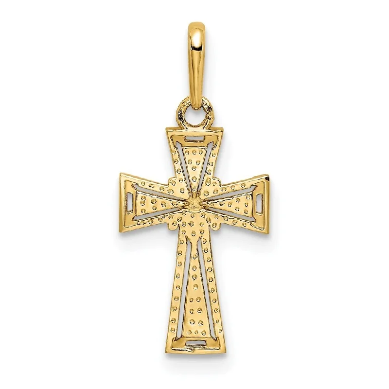 vintage crystal necklace for formal events -Diamond2Deal 14K Yellow Gold Diamond Cut Cross Pendant (L- 20.5 mm, W- 9.5 mm)