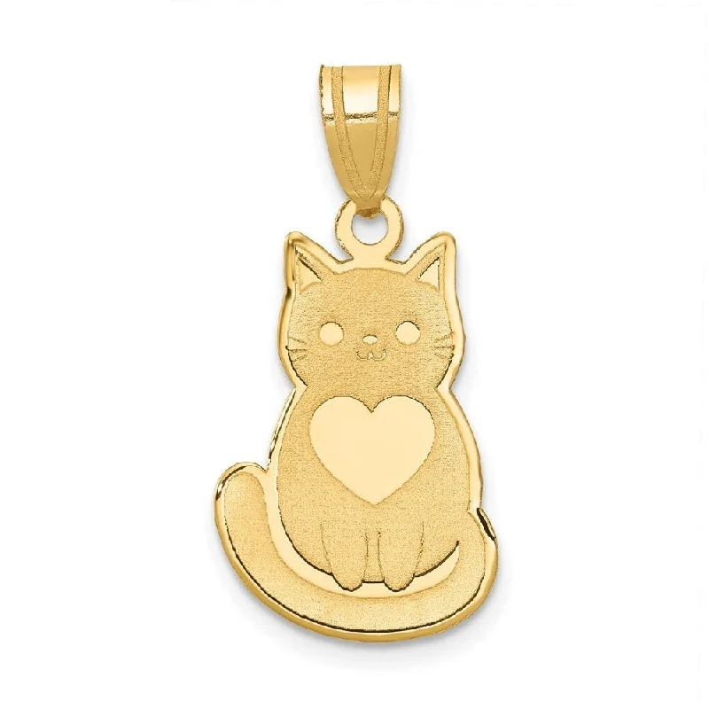 vintage style necklace for weddings -Diamond2Deal 14K Yellow Gold Laser Cut Cat Pendant