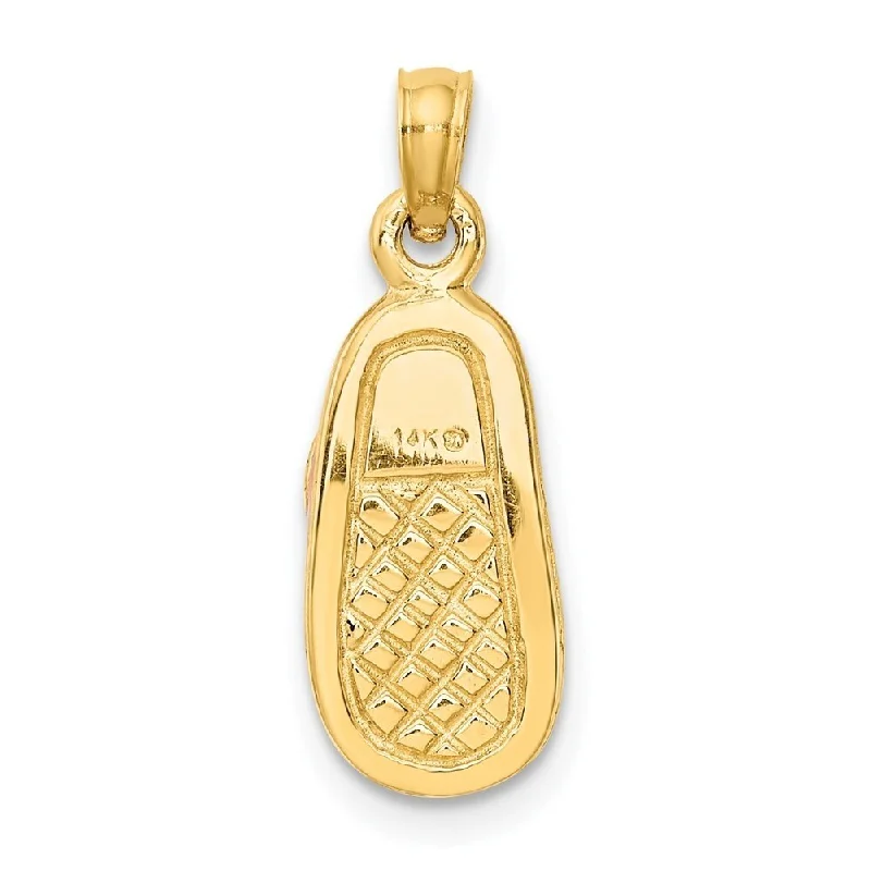 delicate gold necklace for layering -Diamond2Deal 14K Yellow Gold Pink Enameled Shoe Pendant (L- 22 mm, W- 7 mm)