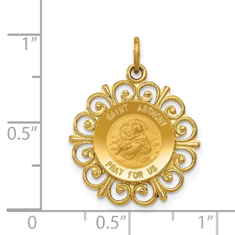 engraved necklace for gifts -Diamond2Deal 14K Yellow Gold Saint Anthony Medal Pendant (L- 25 mm, W- 19 mm)