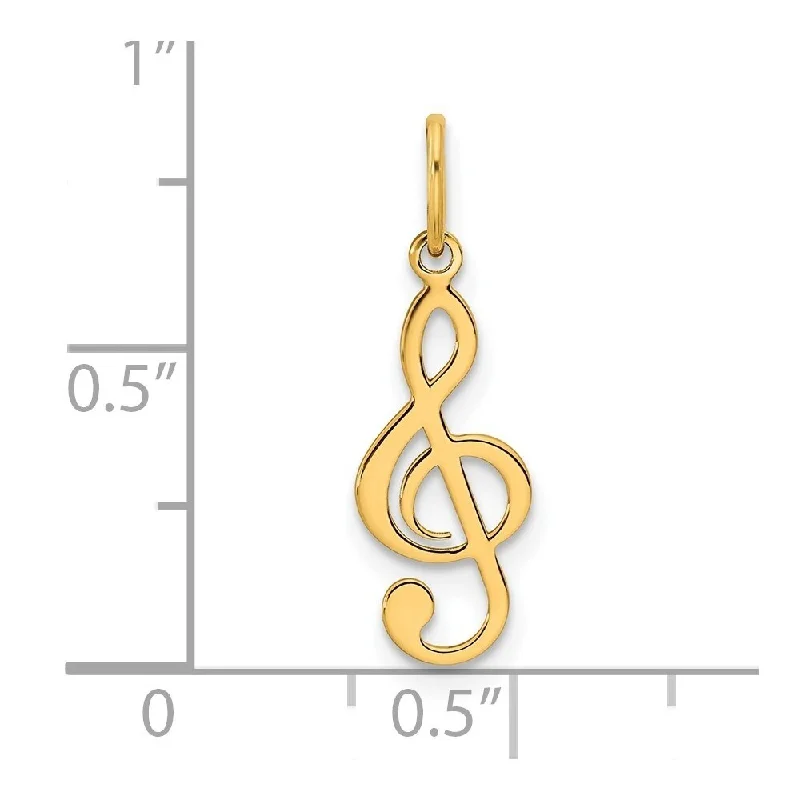 statement necklace for parties -Diamond2Deal 14K Yellow Gold Treble Clef Pendant (L-18mm, W-7mm)