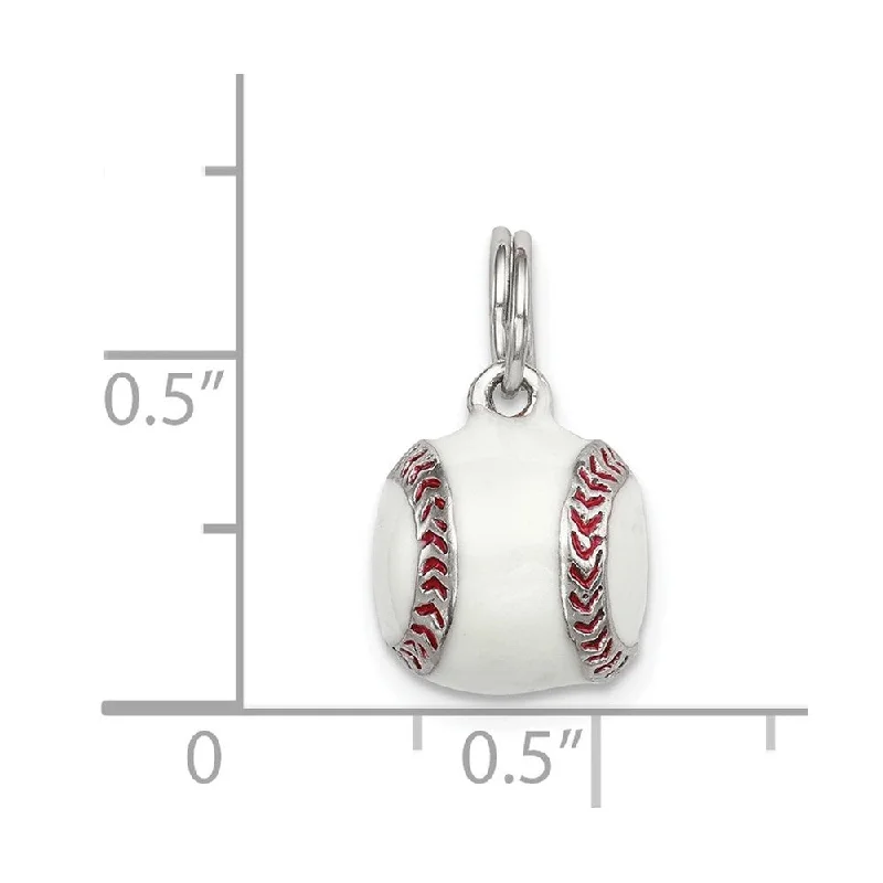 diamond pendant necklace for special occasions -Diamond2Deal 925 Sterling Silver 3D Enamel Baseball Pendant (L- 11 mm, W- 11 mm)