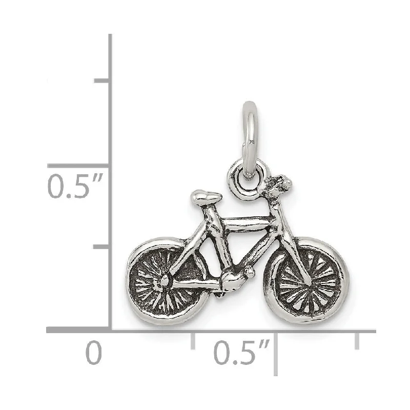 handmade gold necklace for special occasions -Diamond2Deal 925 Sterling Silver Antiqued Bicycle Pendant (L- 19 mm, W- 18 mm)