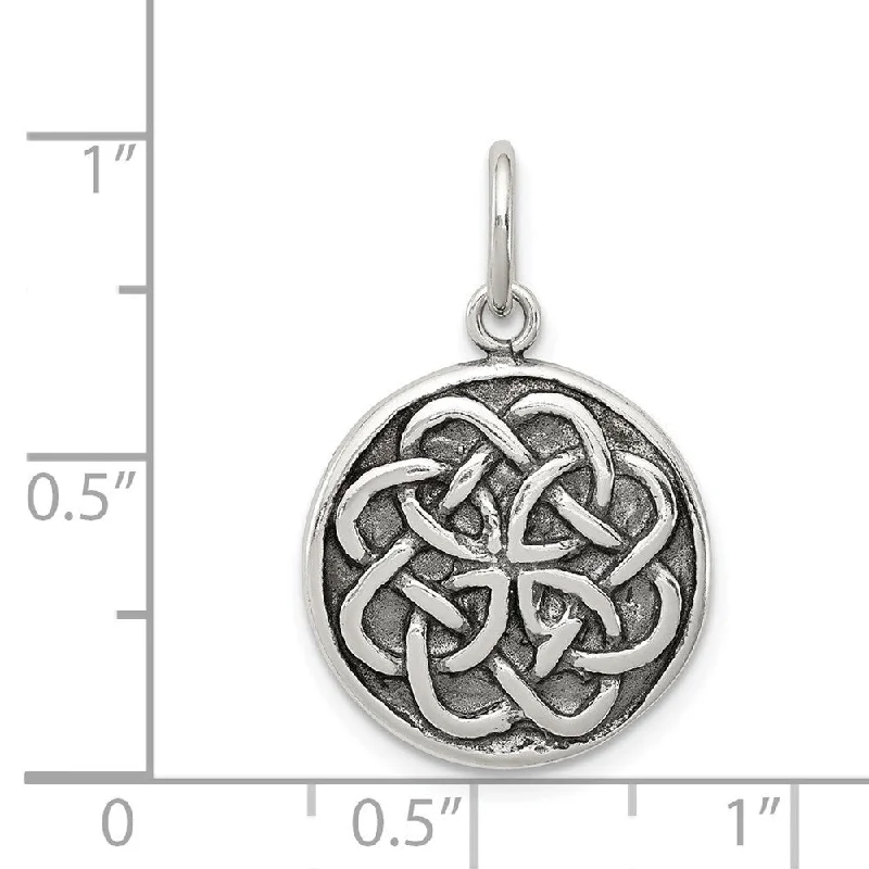 simple silver pendant necklace for men -Diamond2Deal 925 Sterling Silver Antiqued Celtic Knot Pendant (L- 25 mm, W- 16 mm)