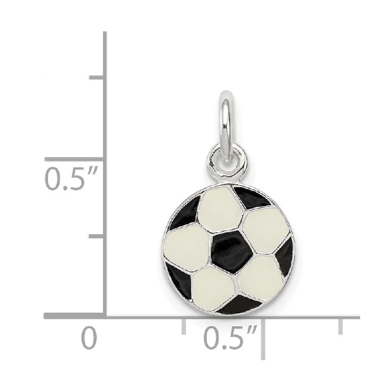 layered necklace set for women -Diamond2Deal 925 Sterling Silver Enameled Soccer Ball Pendant (L- 12 mm, W- 11 mm)