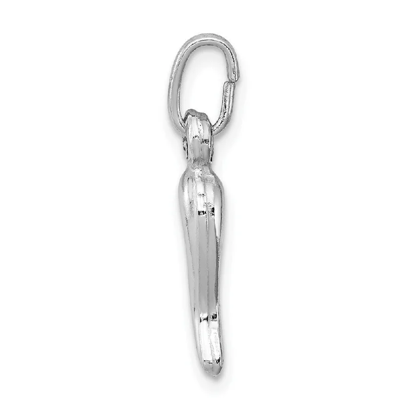 unique necklace for fashionistas -Diamond2Deal 925 Sterling Silver Rhodium-plated Italian Horn Charm Pendant (L- 22 mm, W- 4 mm)