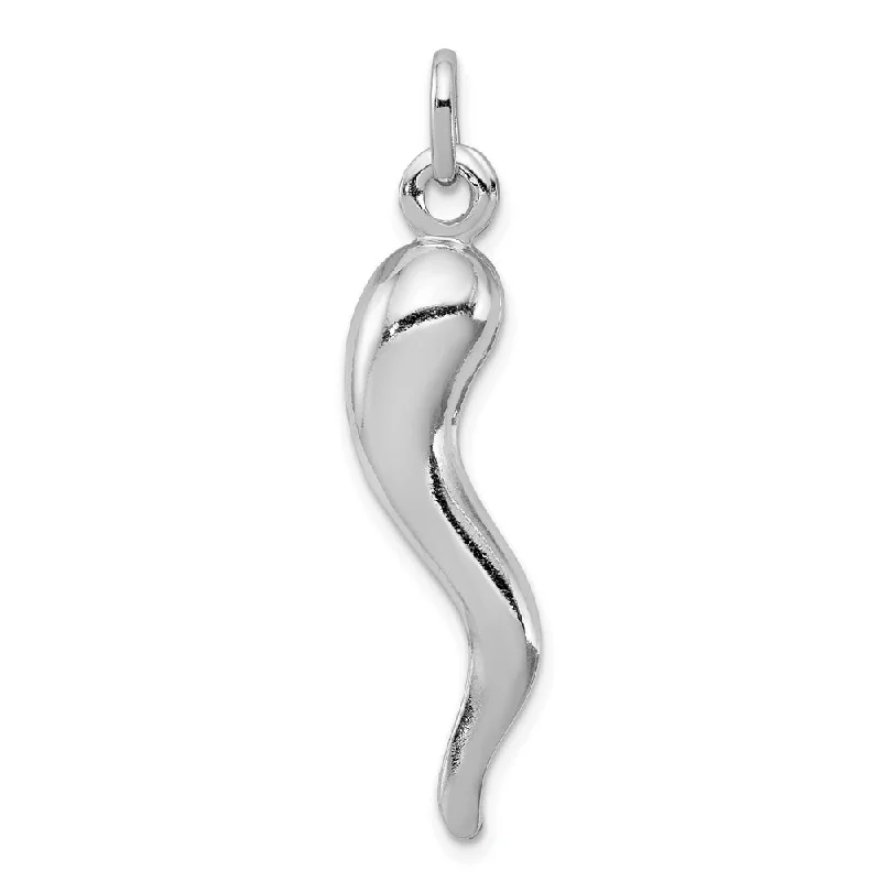 charm necklace for women -Diamond2Deal 925 Sterling Silver Rhodium-plated Italian Horn Pendant