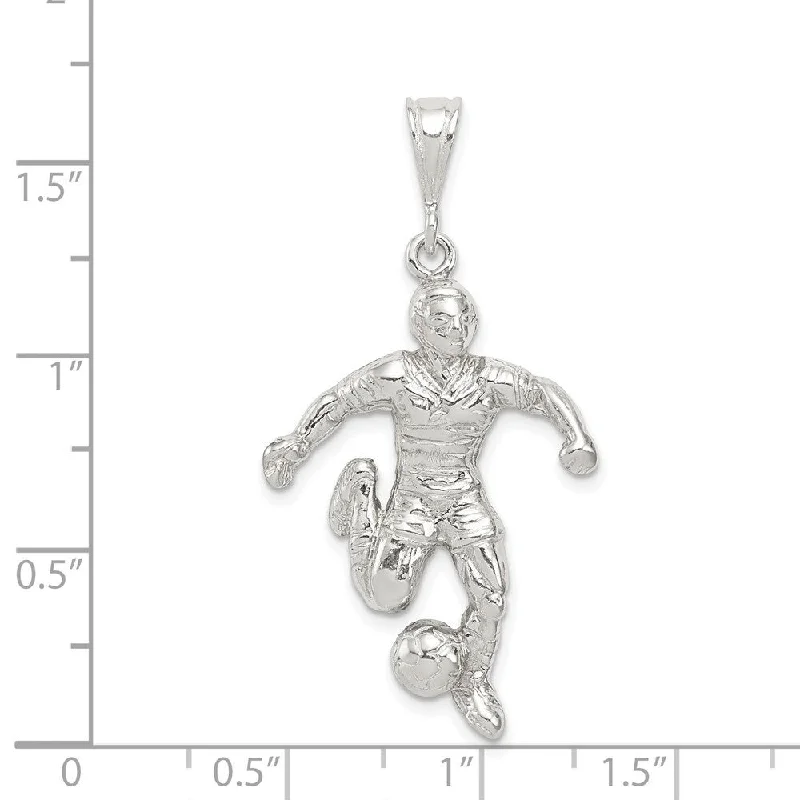 black diamond necklace for special occasions -Diamond2Deal 925 Sterling Silver Soccer Player Pendant (L- 33 mm, W- 23 mm)