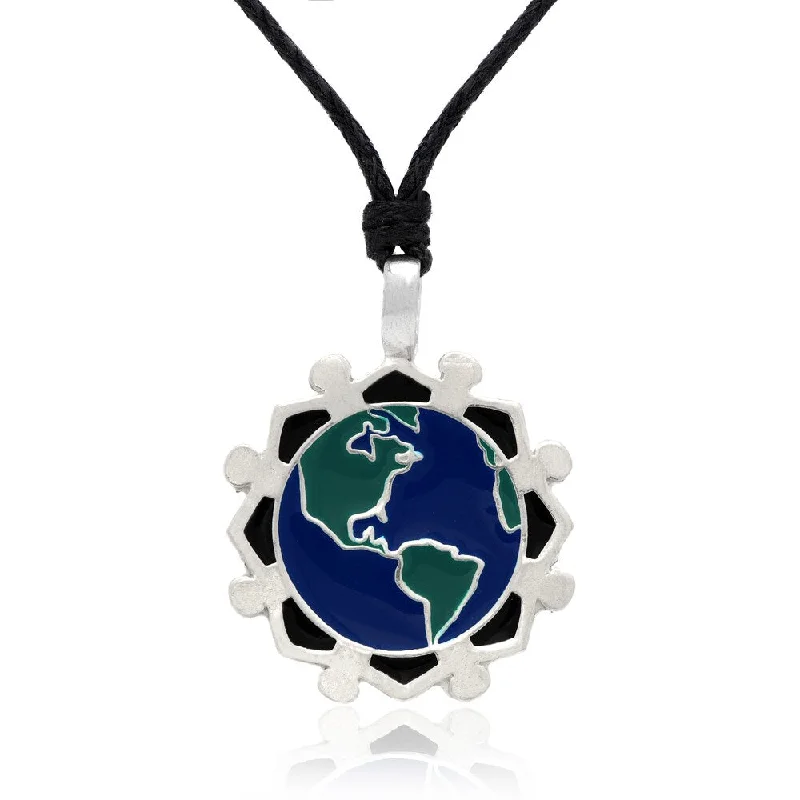 cute heart necklace for girls -Dolce Giavonna Blue and Green Enamel 'Go Green' Themed Necklace