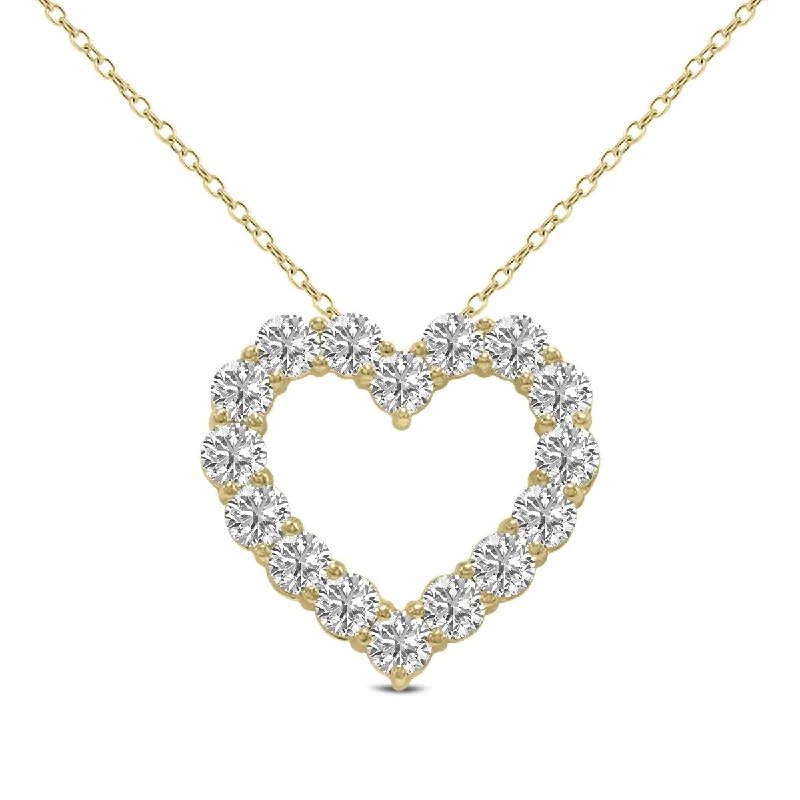 vintage gold necklace for women -Marquee 1/2 Carat TW Lab Grown Diamond Heart Shape Pendant in 14K Yellow Gold