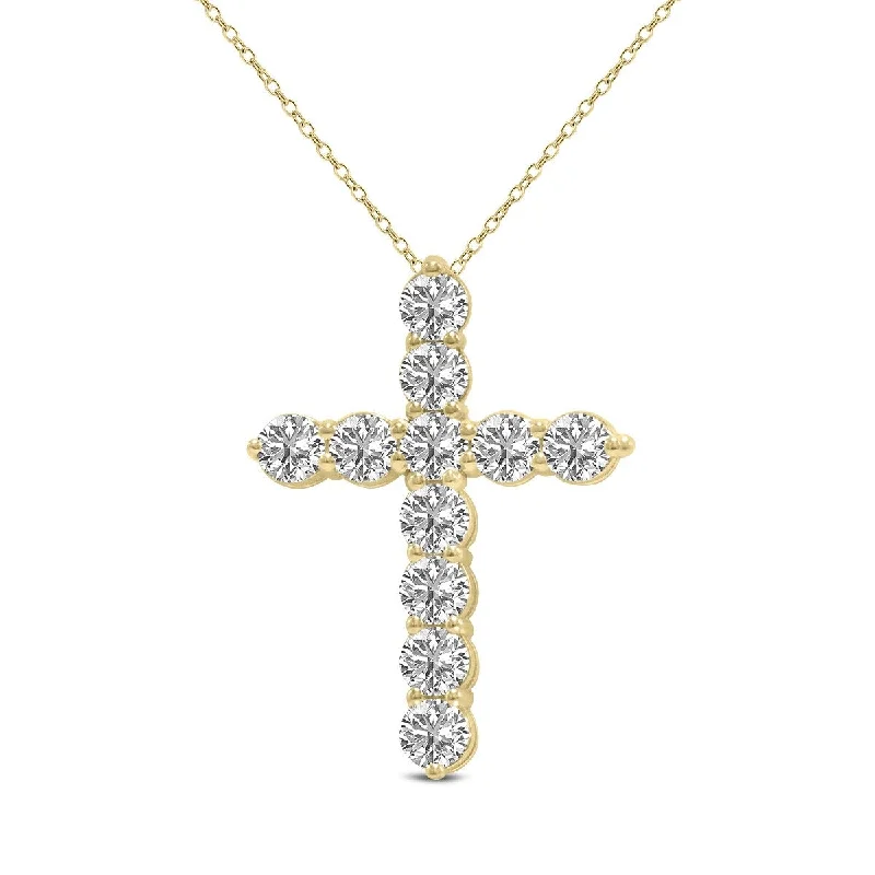 trendy pendant necklace for women -Marquee 1/2 Carat TW Lab Grown Diamond Religious Cross Pendant in 14K Yellow Gold