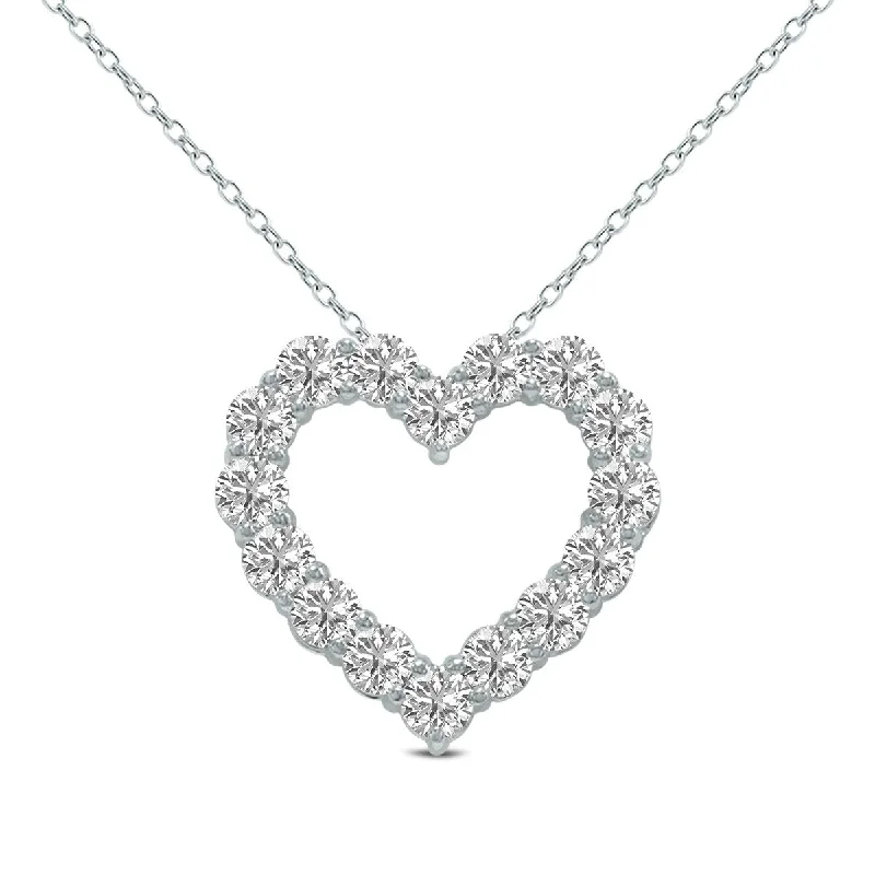 silver chain necklace for fashion -Marquee 1 Carat TW Lab Grown Diamond Heart Shape Pendant in 14K White Gold