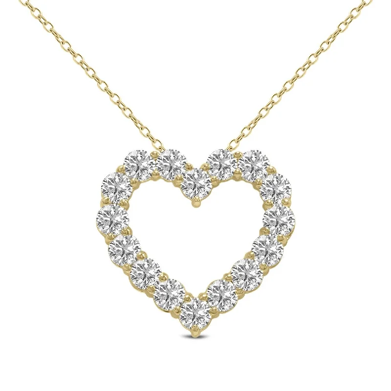 custom nameplate necklace for women -Marquee 1 Carat TW Lab Grown Diamond Heart Shape Pendant in 14K Yellow Gold