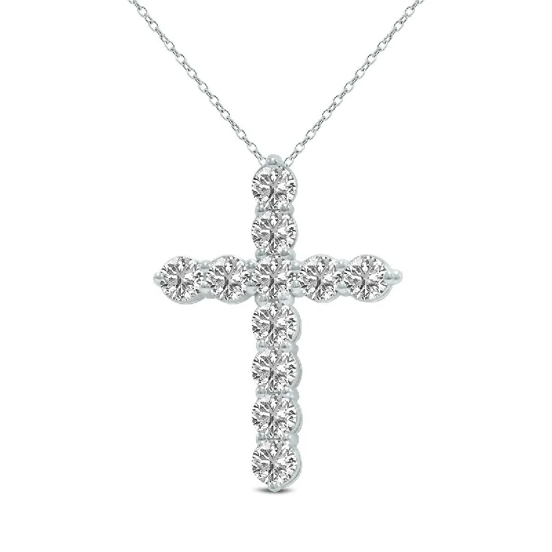 stylish gold necklace for everyday wear -Marquee 1 Carat TW Lab Grown Diamond Religious Cross Pendant in 14K White Gold