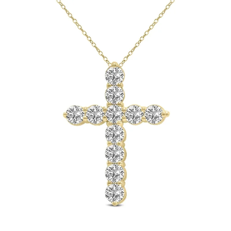 unique necklace for fashionistas -Marquee 2 Carat TW Lab Grown Diamond Religious Cross Pendant in 14K Yellow Gold