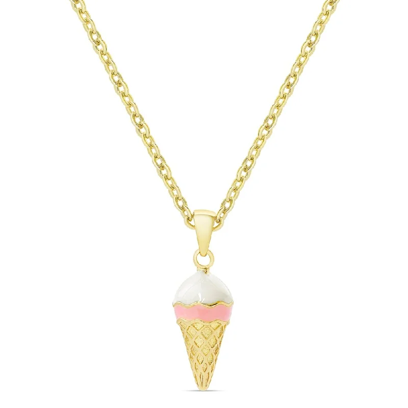 infinity necklace for couples -Molly and Emma Gold Overlay Children's Enamel Ice Cream Cone Necklace