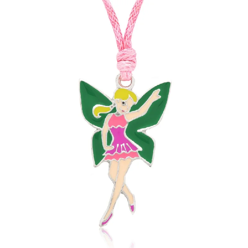 rose gold necklace for women -Molly and Emma Purple and Green Enamel Fairy Necklace